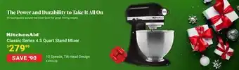 Visions Electronics Kitchenaid classic series 4.5 quart stand mixer offer