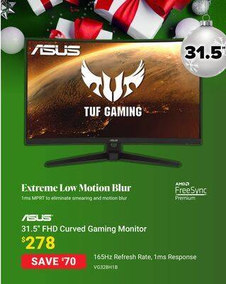 Visions Electronics Asus 31.5 fhd curved gaming monitor offer