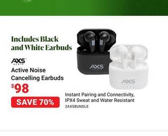 Visions Electronics Axs audio active noise cancelling earbuds offer