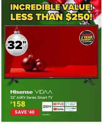 Visions Electronics Hisense 32 a4kv series smart tv offer