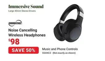 Visions Electronics Soundstage noise cancelling wireless headphones offer