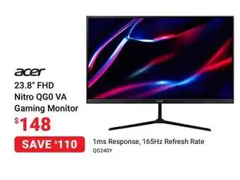 Visions Electronics Acer 23.8 fhd nitro qg0 va gaming monitor offer