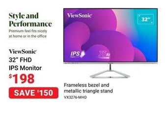 Visions Electronics Viewsonic 32 fhd ips monitor offer
