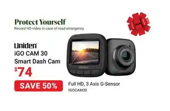 Visions Electronics Uniden igo cam 30 smart dash cam offer