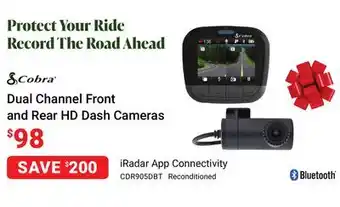 Visions Electronics Cobra dual channel front and rear hd dash cameras offer