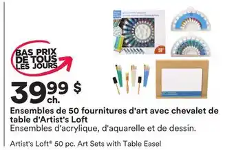 Michaels Ensembles de 50 fournitures d'art avec chevalet de table d'artist's loft offer