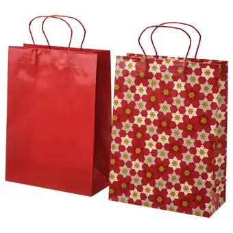 IKEA Vinterfint gift bag, mixed patterns red, 10 ¼x13 ¾ offer