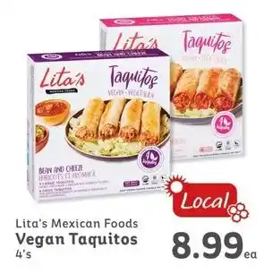 IGA Lita's Mexican Foods Vegan Taquitos 4's offer
