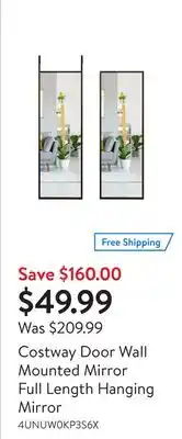 Walmart Costway door wall mounted mirror full length hanging mirror offer