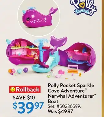Walmart Polly pocket sparkle cove adventure narwhal adventurer boat offer