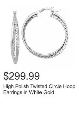 Costco High polish twisted circle hoop earrings in white gold offer