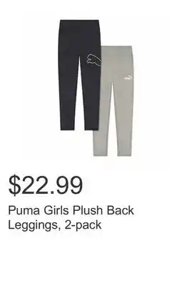 Costco Puma girls plush back leggings, 2-pack offer