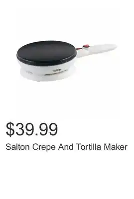 Costco Salton crepe and tortilla maker offer