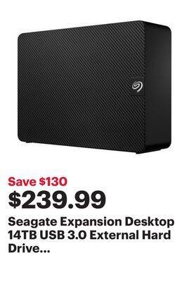Best Buy Seagate expansion desktop 14tb usb 3.0 external hard drive (stkp14000400) offer