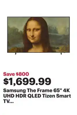 Best Buy Samsung the frame 65 4k uhd hdr qled tizen smart tv (qn65ls03bafxzc) - 2022 - charcoal black offer