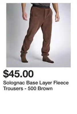 Decathlon Solognac base layer fleece trousers - 500 brown offer