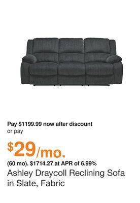 Ashley Furniture Ashley draycoll reclining sofa in slate, fabric offer