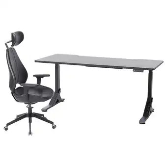 IKEA Uppspel / gruppspel gaming desk and chair, black/grann black, 70 7/8x31 1/2 offer