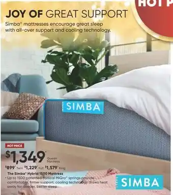 Sleep Country The simba hybrid 1500 mattress offer