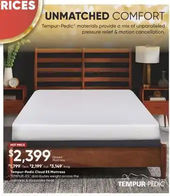 Sleep Country Tempur-pedic cloud es mattress offer