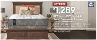 Sleep Country Sealy posturepedic optimum grand era mattress offer