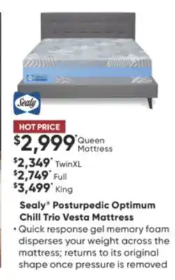 Sleep Country Sealy posturpedic optimum chill trio vesta mattress offer