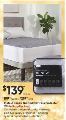 Sleep Country Malouf renew quilted mattress protector offer