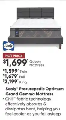 Sleep Country Sealy posturepedic optimum grand gemma mattress offer
