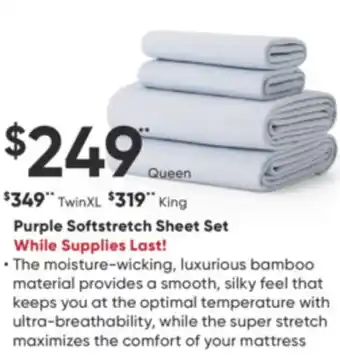 Sleep Country Purple softstretch sheet set offer