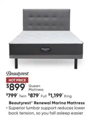 Sleep Country Beautyrest renewal marina mattress offer