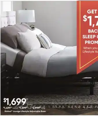Sleep Country Malouf lounge lifestyle adjustable base offer