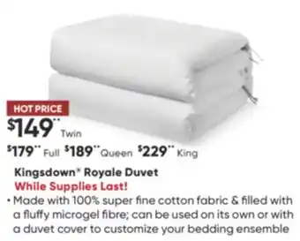 Sleep Country Kingsdown royale duvet offer