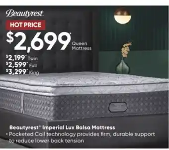Dormez Vous Beautyrest imperial lux balsa mattress offer