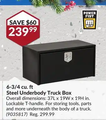 Princess Auto 6-3/4 cu. ft steel underbody truck box offer