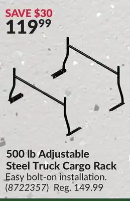 Princess Auto 500 lb adjustable steel truck cargo rack offer