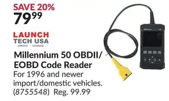 Princess Auto Millennium 50 obdii/eobd code reader offer