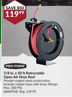 Princess Auto 3/8 in. x 50 ft retractable open air hose reel offer