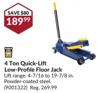 Princess Auto 4 ton quick-lift low-profile floor jack lift range offer
