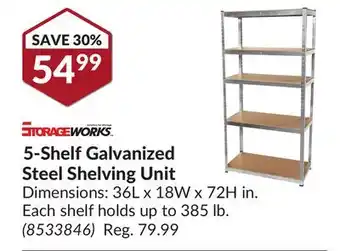 Princess Auto 5-shelf galvanized steel shelving unit offer