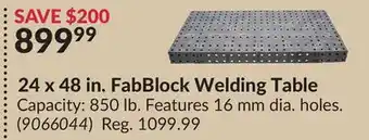 Princess Auto 24 x 48 in. fabblock welding table offer
