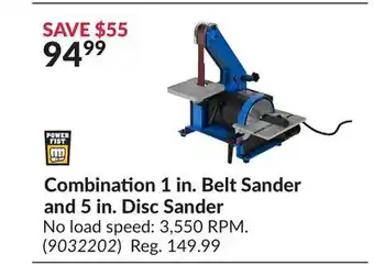 Princess Auto Combination 1 in. belt sander and 5 in. disc sander offer