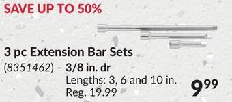 Princess Auto 3 pc extension bar sets offer