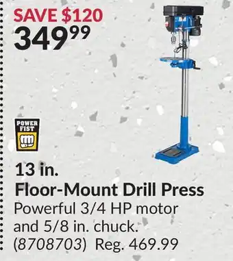 Princess Auto 13 in. floor-mount drill press offer