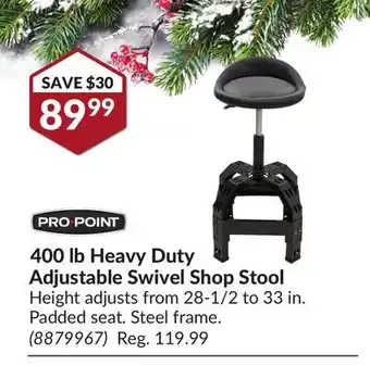 Princess Auto 400 lb heavy duty adjustable swivel shop stool offer