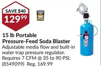 Princess Auto 15 lb portable pressure-feed soda blaster offer