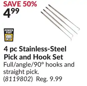 Princess Auto 4 pc stainless-steel pick and hook set offer