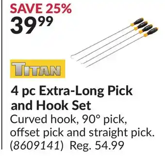 Princess Auto 4 pc extra-long pick and hook set offer