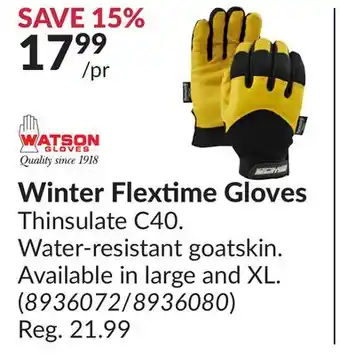 Princess Auto Winter flextime gloves offer
