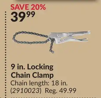Princess Auto 9 in. locking chain clamp offer