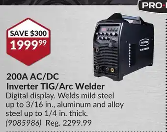 Princess Auto 200a ac/dc inverter tig/arc welder offer